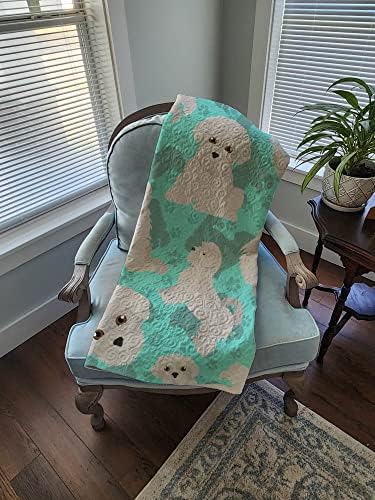 Caroline's Treasures MLM1037LQB Maltese Quilted Blanket 50x60 Artwork Pattern Quilted Throw Blanket for Bed, Couch, Sofa, Soft and Lightweight