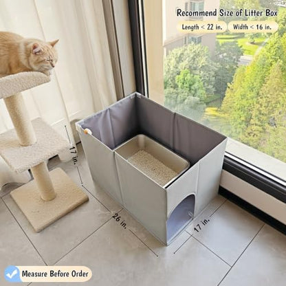 Dog Proof Cat Litter Box Enclosure, 26 x 17 inches, Open Top High Side, Less-Mess Extra Large Water Resistance Splash Guard for Pet Litter Pan, Scratch Proof Cover for Cat Litter Boxes