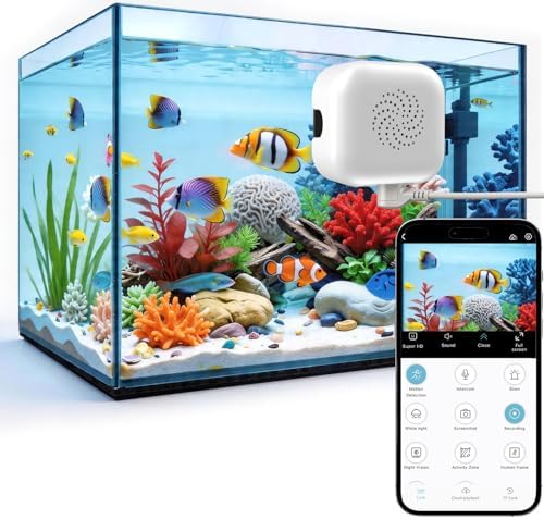 2026 Upgraded 2K Aquarium & Terrarium Pet Camera, Close-Focus Lens for Fish, Lizard & Reptiles, Easy Install, 5GHz Dual-Band WiFi, 24/7 Full Color Night Vision, Loop Recording, Motion Detection