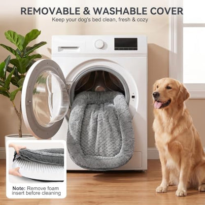 JOEJOY Orthopedic Dog Bed for Large Dogs, Egg-Crate Memory Foam Pet Bed with Bolster Sides, Waterproof Lining, Removable Washable Cover & Non-Slip Bottom, Grey