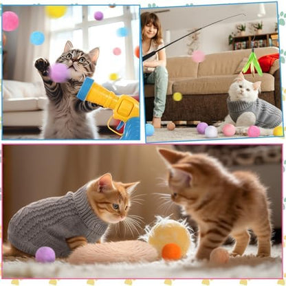 Zopeal 59 Pcs Cat Gift Set Bed Sweater Feather Wand Toy Launcher Gun