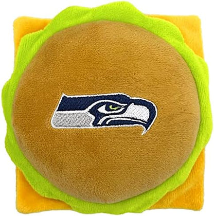 Pets First NFL Seattle Seahawks Stadium Cheese Burger Plush Dog & Cat Squeak Toy with Beautiful Team Name & Logo