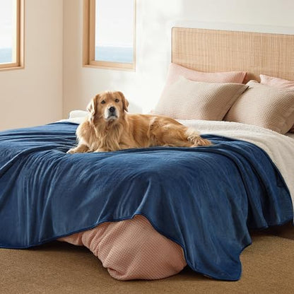 Bedsure Waterproof Blanket for Bed Soft Sherpa Fleece Throw,Queen 90x86