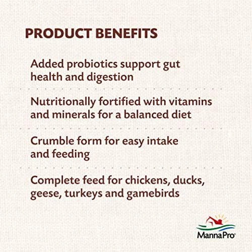 Manna Pro All Flock Crumbles with Probiotics, Chicken & Duck Food, 8 lb Bag