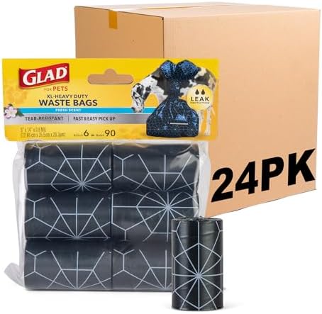 Glad for Pets Extra Large Scented Dog Poop Bags, Fresh Scent, 90 Ct, 24-Pk