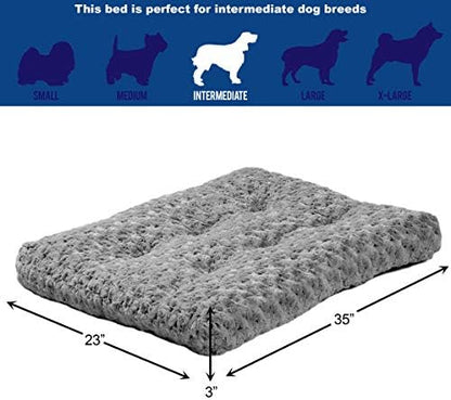 MidWest Homes for Pets Intermediate QuietTime Deluxe Gray Ombré Swirl Plush Pet Bed, Machine Washable, Non-Skid Bottom, Soft Crate Mat for 36-inch Crates