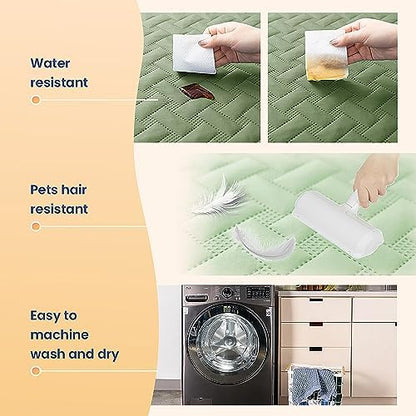 gogobunny 100% Double Sided Waterproof Dog Blanket Soft Pet Bed Cover Reversible Protect Furniture Couch Sofa Car for Puppy Cat Kids (Dark Green/Light Green, 82x102 Inch (Pack of 1))