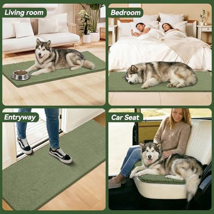 Bcoimo Super Absorbent Dog Door Mat, 60"*24" Anti Slip Mat for Muddy Paws