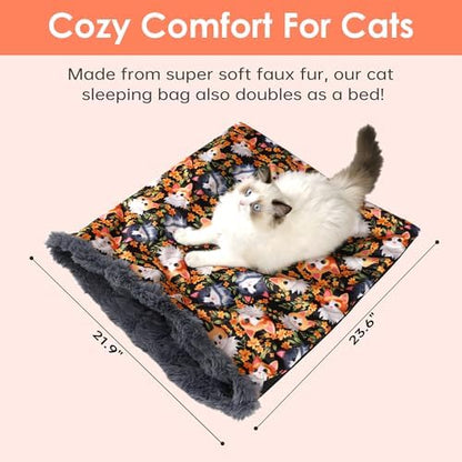 Cat Bed Cave Sleeping Bag, Cozy Soft Cat Bed, Pet Mat Self Warming Pad Sack for Cats