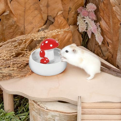 Niteangel Hamster Feeding & Water Bowls: Mushroom Ceramics & Chew-Resistant
