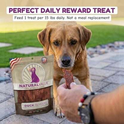 Loving Pets Natural Value Duck Tenders - Soft Jerky Dog Treats for Large & Small Breeds - Healthy Gluten, Wheat, Soy & Grain Free Pet Treats for Dogs