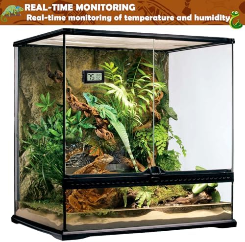 Vodolo Reptile Thermometer and Humidity Gauge,4PCS Digital Adhesive Reptile Hydrometer Thermomete Tank Accessories Pet Supplies for Tortoise Habitat,Chameleon Cage,Iguana,Tree Frog Terrarium