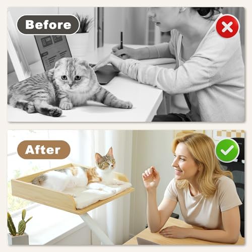 PAWZ Road Cat Desk Bed 360°Rotating Supports to 50 Lbs Cozy Nest for Desk