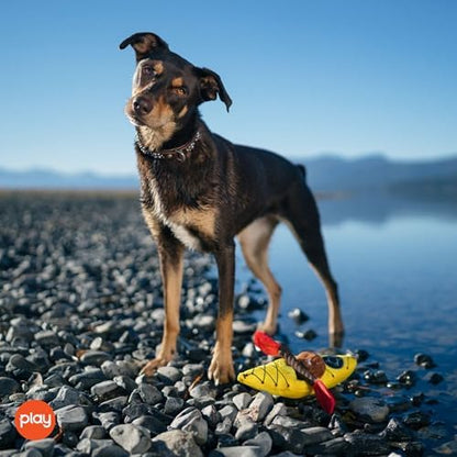 P.L.A.Y. Cute Plush Dog Toys - Camping, Outdoor Themed Durable Squeaker Chew Toy, Great for Puppies & Small, Medium, Large Dogs - Machine Washable, Recycled Materials (Camp Corbin K9 Kayak)