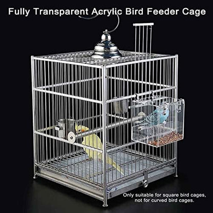 Automatic Acrylic Bird Feeder No Mess Bird Feeder Cage for Small Birds