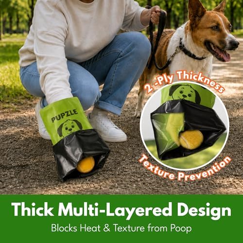 Pupzle 2-Ply Thick Dog Poop Bags, Multi-layered Hand Protection, 250 Count