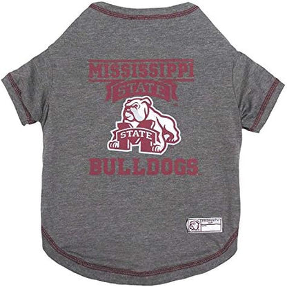 Pets First Collegiate MISSISSIPPI STATE BULLDDOGS Dog T-Shirt, X-Small. - Licensed Shirt for Pets Team Colored with Team Logos.- Premium Stretchable Materials for the Comfrot of your Dog & Cat.