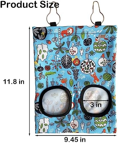 Rabbit Hay Feeder Bag, Guinea Pig Hay Feeder for Cage Small Animal Hanging Feeding Bags Rabbit Hay Dispenser Storage for Rabbits Guinea Pigs Bunnies Chinchillas (Orange,Light Blue, 2 Hole)