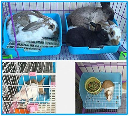Rat Small Litter Box, 10"x8" Square Corner Litter Box Training Pan with Grid Potty Tray Toilet for Cage Small Animal/Rabbit/Guinea Pig/Bunny/Ferret (Blue)