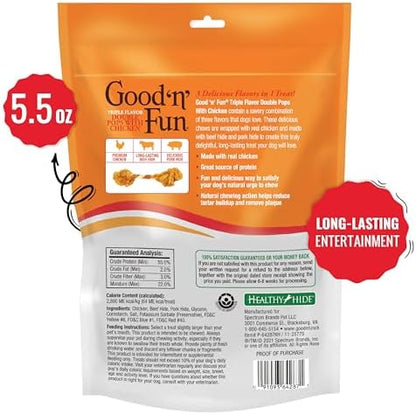GOOD 'N' FUN Double Pops Long-Lasting Dog Treat with Real Protein, 5.5 oz