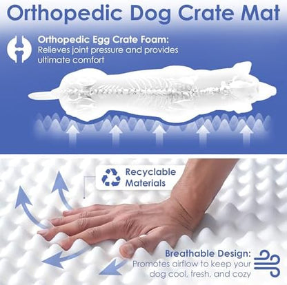 American Kennel Club Orthopedic Memory Foam Dog Crate Bed, Egg Crate Foam, Washable Cover, Non-Skid Bottom, Relieves Joint Pain, Breathable, Durable, 24x19, Black