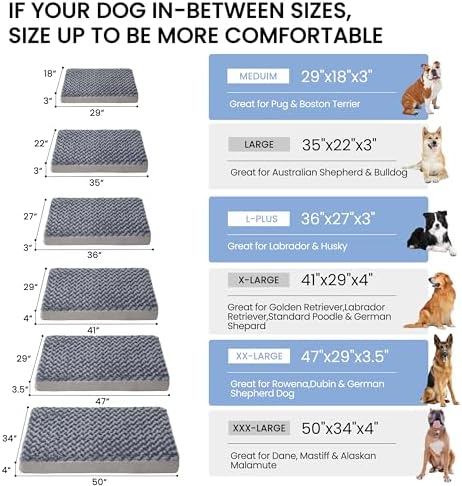 Orthopedic Memory Foam Dog Bed, Cooling Dog Beds for Extra Large Dogs -Waterproof Pet Bed for Crate with Removable Washable Cover, XXL(47inch,110Lbs)