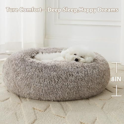 WNPETHOME Small Round Calming Dog Bed Cat Bed for Comfy Sleep