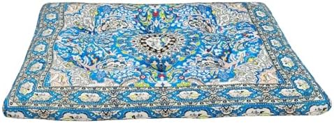 Washable Dog Crate Bed, Ultra Soft & Anti-Slip Crate Pad, Cozy Kennel Mat for Large/Medium/Small Dogs, Plush & Bohemian Dog Bed Mat(Blue, 23.0" L x 17.0" W x 2.3" H)