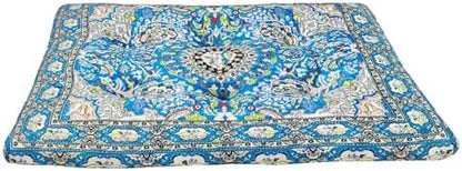 Washable Dog Crate Bed, Ultra Soft & Anti-Slip Crate Pad, Cozy Kennel Mat for Large/Medium/Small Dogs, Plush & Bohemian Dog Bed Mat(Blue, 23.0" L x 17.0" W x 2.3" H)