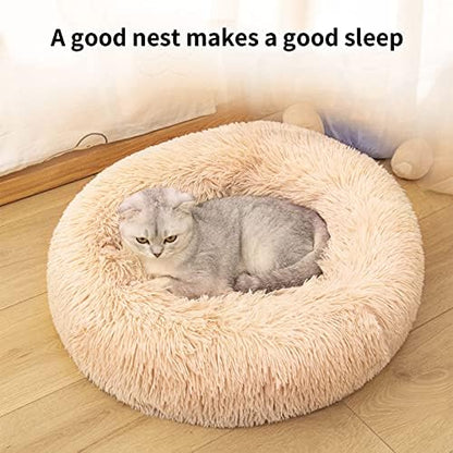 Nisrada Cat Beds for Indoor Cats,24 Inch Dog Bed for Small Melium Large Dogs, Washable-Round Pet Bed for Puppy and Kitten with Slip-Resistant Bottom