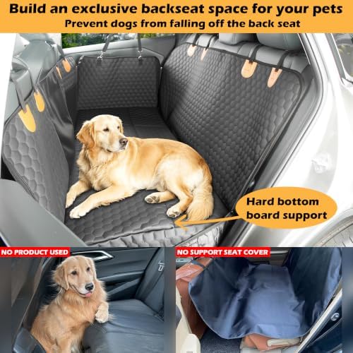 Dog Bed for car Back seat, Dog Back seat Cover Hard Bottom, Leather