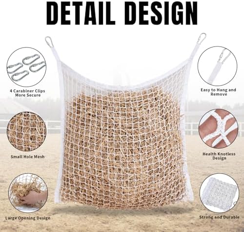 Slow Feed Hay Nets for Horses, Large Capacity Hay Bags, 2 Pack