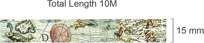 allydrew Washi Masking Tape, 15mm x 10M, Voyager Map