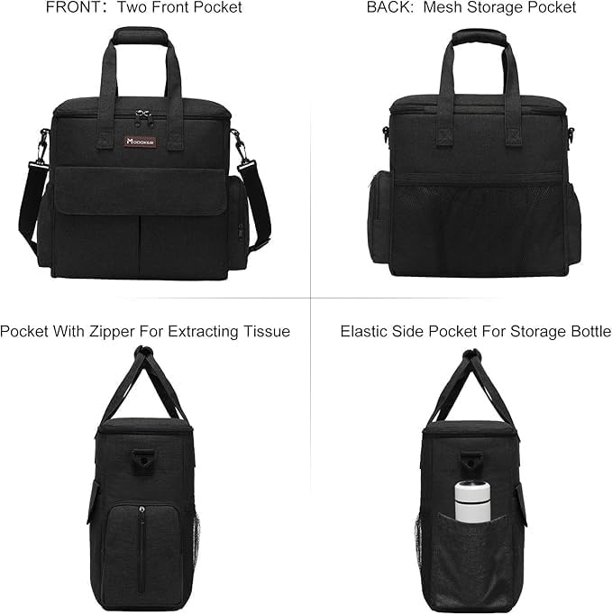 Modoker Weekend Dog Travel Bag Set with 2 Food Bags, 2 Bowls and Mat, Black