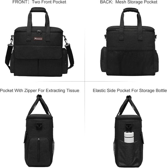 Modoker Weekend Dog Travel Bag Set with 2 Food Bags, 2 Bowls and Mat, Black