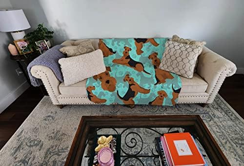 Caroline's Treasures MLM1042LQB Airedale Terrier Quilted Blanket 50x60 Artwork Pattern Quilted Throw Blanket for Bed, Couch, Sofa, Soft and Lightweight