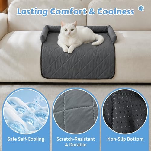 Cooling Dog Bed Mats with Neck & Head Support, 31.5 x 23.62 inch Grey