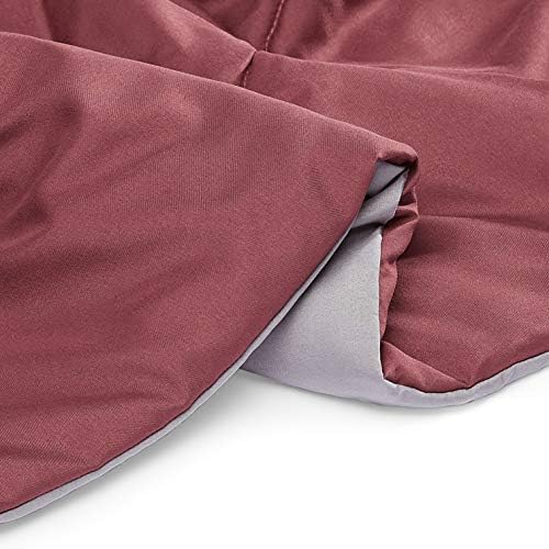 Amazon Basics Reversible Lightweight Microfiber All Season Comforter Blanket, Twin/Twin XL, Burgundy/Grey (Pack of 2)