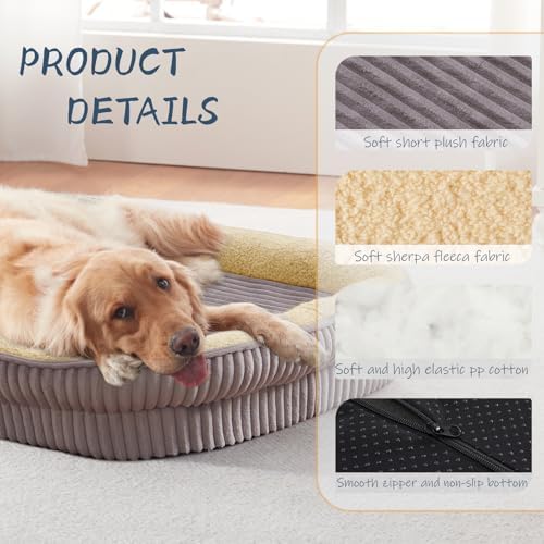 Orthopedic Dog Bed for Medium Dogs Breeds, High Density Egg Crate Foam Dog Sofa Beds,Oval Kennel Bed, Pet Couch Bed with Four Sided Bolster, Removable Washable Cover& Non-Slip Bottom
