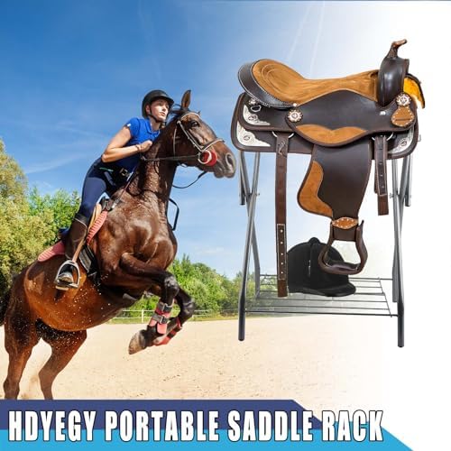 Saddle Rack Portable Folding Horse Saddle Stand for English and Western Saddles,28" L x 19" W x 37.5" H,Silver