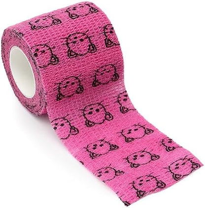 Self Adhesive Bandage Wrap Animal Cohesive Bandage Self Adherent Wrap First Aid Tape for Dogs Cats Horses Birds & Wrist Healing Ankle Sprain (2 Inch Pink Set 6 Rolls)