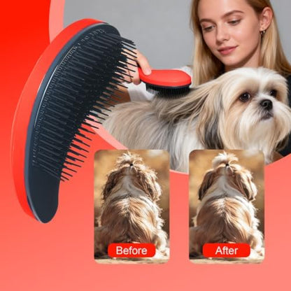 Small Dog Brush, Skin-friendly Soft Bristles (Orange)