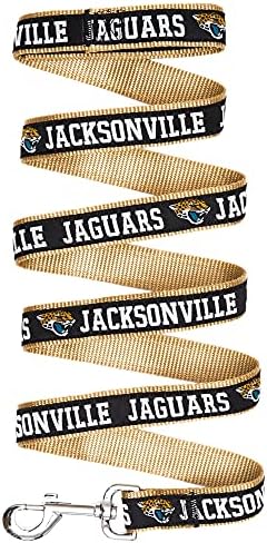 Pets First NFL Licensed Jacksonville Jaguars Pet Leash, Size Small – Durable Satin Dog & Cat Walking Strap and Pet Tether with Embroidered Team Name & Logo