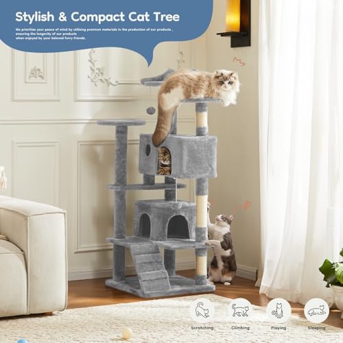 DUMOS 54 Inch Cat Tree Tower with Scratching Posts