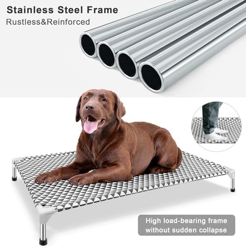 Elevated Outdoor Dog Bed, X-Large Size, Cotton Material, Non-Slip Feet, Fits up to 120lbs