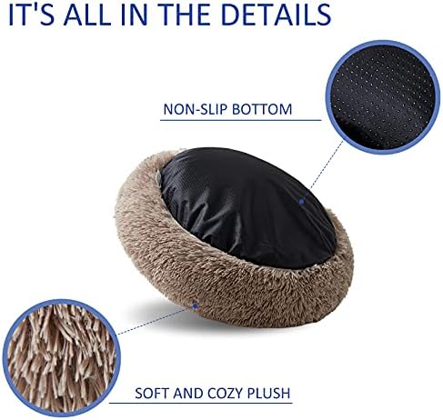 Washable Dog Round Bed - Large Donut Dog Bed, Comfy Calming Cuddler