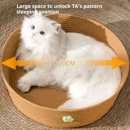 Rattan Cat Litter Pet Bed for Home Pet Supply Pet Sleeping Cat Beds,for All Seasons Cat Hammock Foldable Sleeping Nest Basket Handmade Natural Cradle Scratcher Cuddler for Kitten Cute Style.
