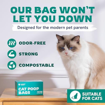 Panther Armor Cat Litter Bags for Poop, 100 Compostable Cat Poop Bags