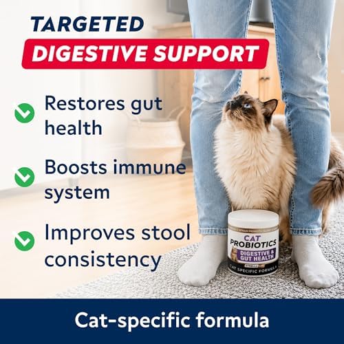 STRELLALAB Cat Probiotics Powder, 108 Scoops – Daily Probiotic for Cats
