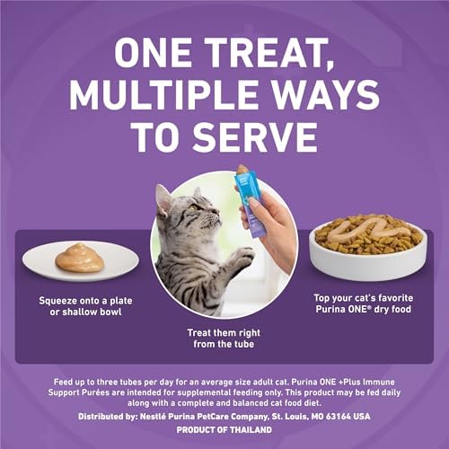 Purina ONE Plus Immune Support Purees with Real Tuna Lickable Cat Treats - 1.4 oz (Pack of 24)
